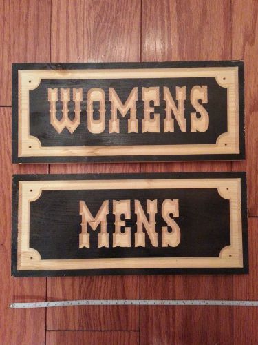 Mens and womens restaurant restroom bathroom signs sign western business