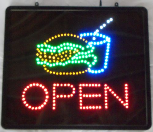 LED OPEN SIGN WITH  BURGER AND POP . GREAT FOR SUBMARINES AND RESTARURANT