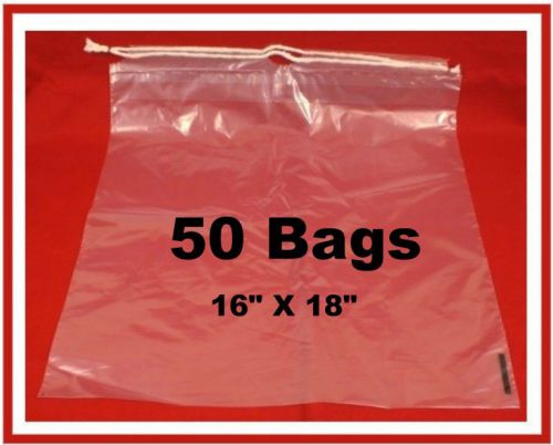 50  Drawstring Tote Shoe Bag Clear Plastic Bags 16&#034; X 18&#034;  NEW