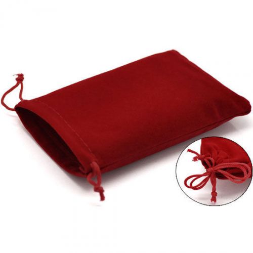 Free Shipping 10 Pcs Red Velveteen Pouch Jewelry Bags With Drawstring 12x10cm