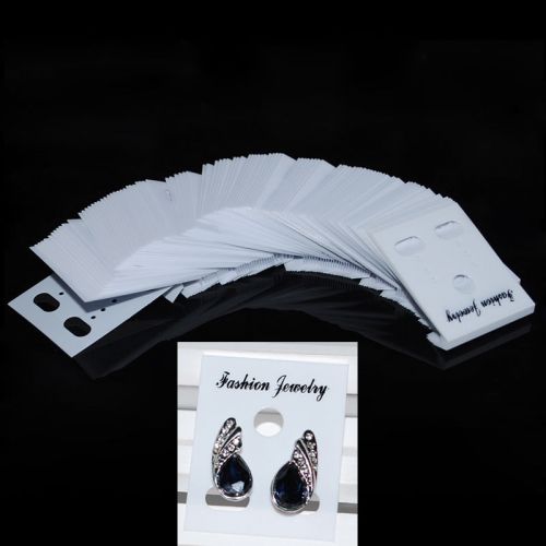 100X Practical Earring Display Hang Hanging Cards Holder White Plastic Ear Studs
