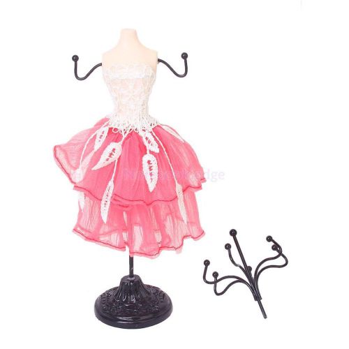Mini Gown Princess Dress Mannequin Earrings Rings Jewelry Stand Display Holder