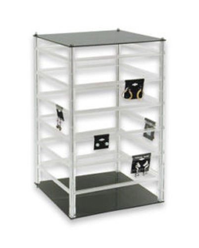 Acrylic rotating earring display showroom revolving stand holds 96 cards for sale