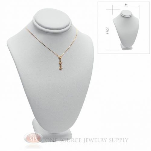 7 1/2&#034; Pendant Necklace White Leather Neck Form Jewelry Presentation Display