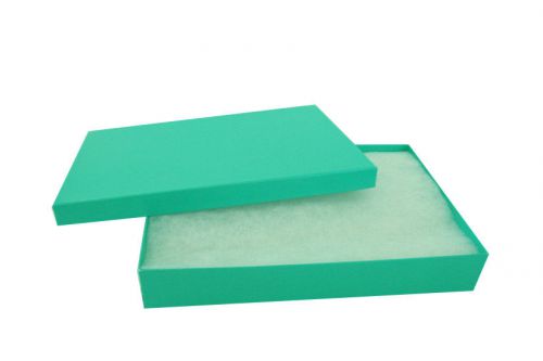 Lot of 12 pcs 7 1/8&#034;x5 1/8&#034;x1 1/8&#034; teal green cotton filled jewelry boxes for sale