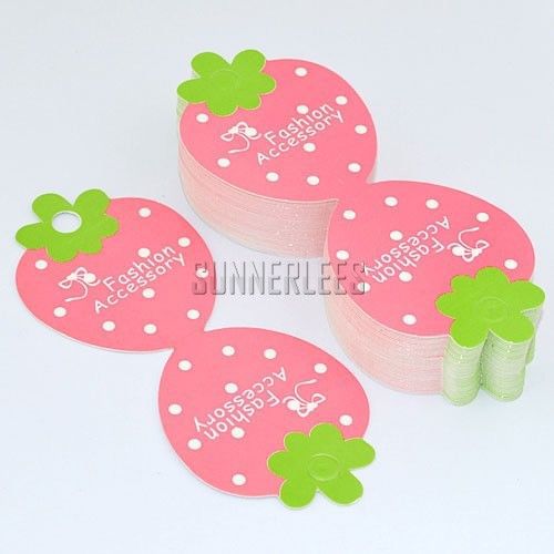 100pcs Pink Green Strawberry Necklace Bracelet Jewelry Packaging Display Cards