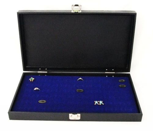 72 RING TRAVELING WOOD DISPLAY CASE WITH BLUE VELVET FOAM PAD