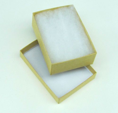 100 Kraft Jewelry Box w cotton MSPJBK32  3-1/16x2-1/8x1/16