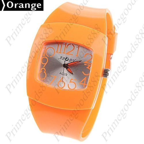 Rubber Band Quartz Analog Wrist Lady Ladies Wristwatch Women&#039;s in Orange
