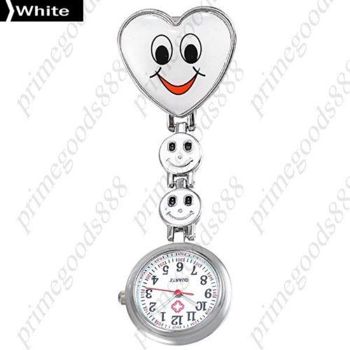 Nurse Heart Shaped Smile Smiley Face Alloy Quartz Pin Men&#039;s Wristwatch White