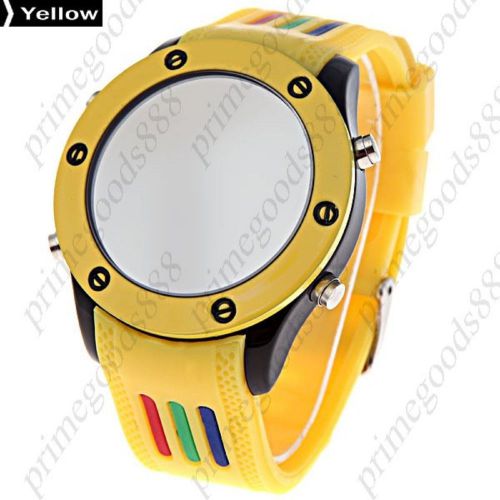 LED Light Digital Watch Unisex Wrist watch Stylish Watch Rubber Strap in Yellow