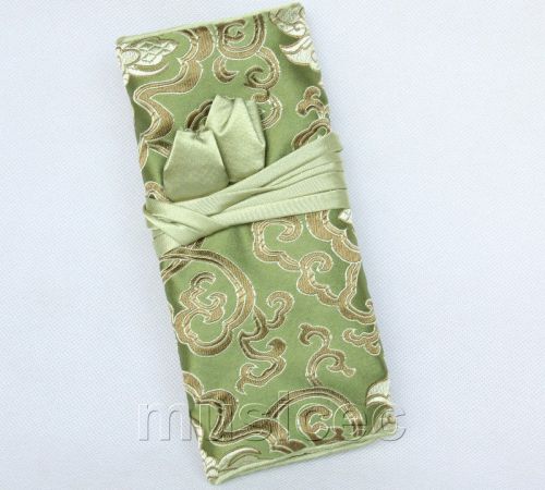 handmade silk green colors Jewelry bags pouches roll T786A11