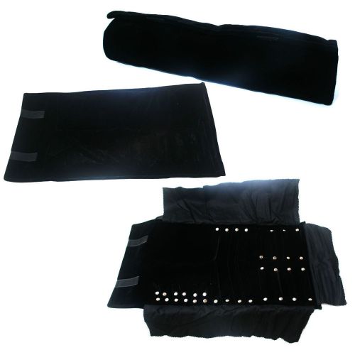 Black Velvet Necklace Ring Jewelry Display Roll Bag