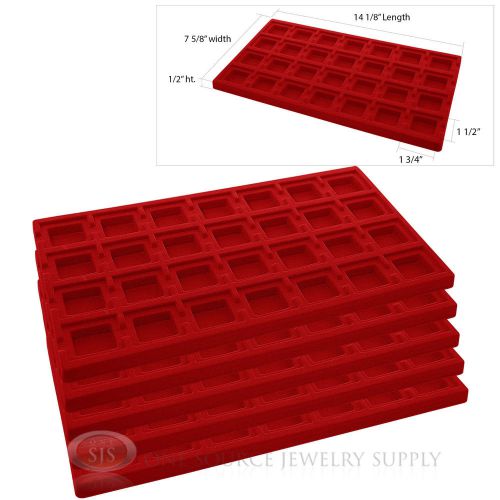 5 Red Insert Tray Liners W/ 28 Compartments Drawer Organizer Jewelry Displays