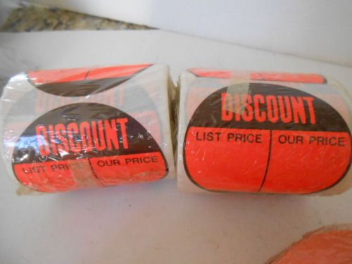 STORE SIGNS PRICE STICKERS &#034;DISCOUNT LIST &amp; OUR PRICE&#034; 3&#034; DIAMETER 400+