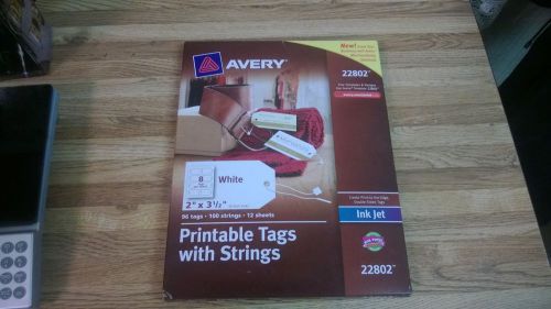 Avery 22802 Printable Tags w/String Fasteners 2&#034; x 3 1/2&#034; 96 White Tags