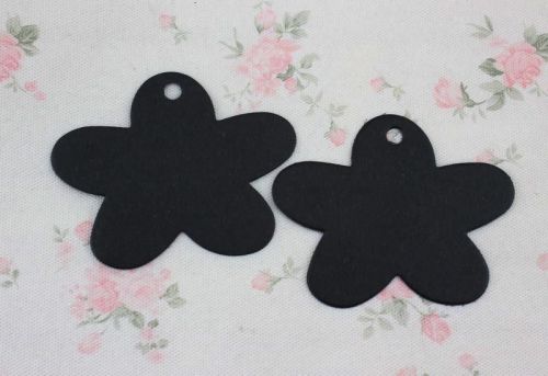 100pcs Flower Shaped Black Blank Cardstock Clothing Label Hang Price Tags