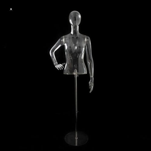 Retail Clear Egg Head Clothes Dress Form Mannequin Female + Metal Base