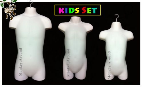 Youth Child Toddler / Infant White Hanging Mannequin Display Forms Boys &amp; Girls