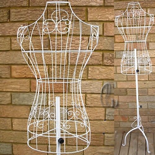 WHITE FEMALE  METAL WIRE MANNEQUIN ON BASE ADJUSTABLE HEIGHT D008