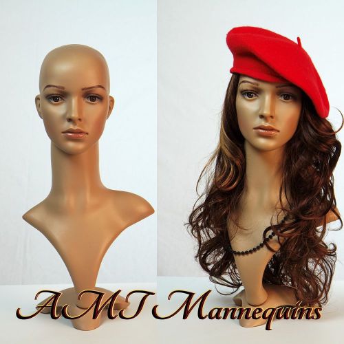 Female lifesize head displays wigs hats scarves plastic mannequin head -FDD