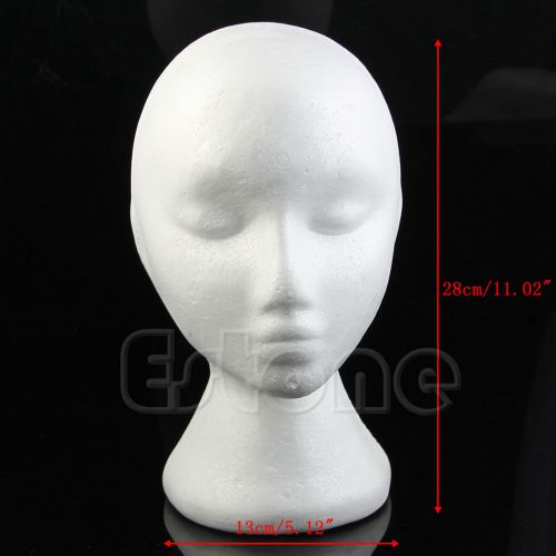 Styrofoam foam mannequin female head stand model display glasses wig hair hat for sale