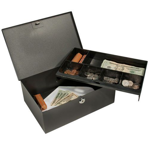 Barska cash box safe w/ 6 compartment removable tray and key lock, cb11792 for sale