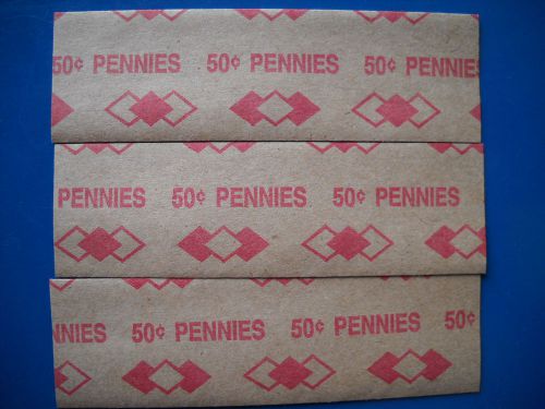 50 new flat paper coin wrappers pennies