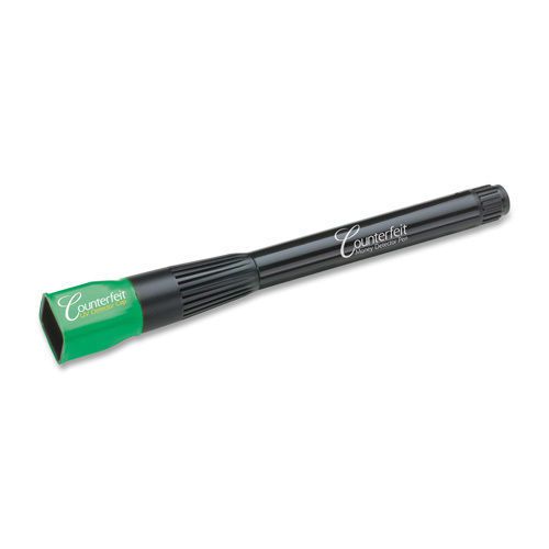 Counterfeit Detector Pen, w/UV Light Cap, Black. Sold as Each
