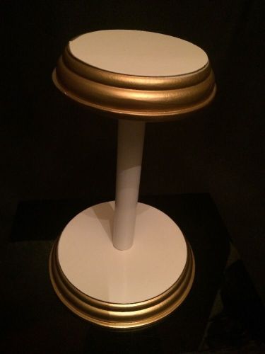 Vintage White and Gold Wooden Hat Store Display Stand #1