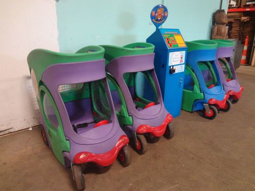 Heavy duty commercial &#034;cabco&#034; (4) kids shopping tv karts,1 pay station/charger for sale