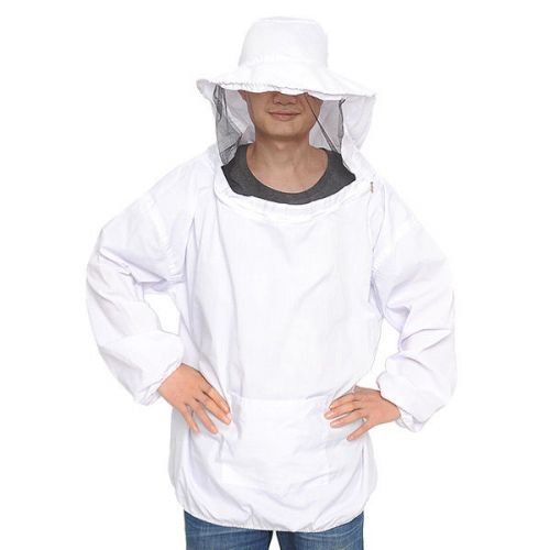 New Beekeeping Jacket Veil Bee Hat Pull Over Smock Protective Equipment White