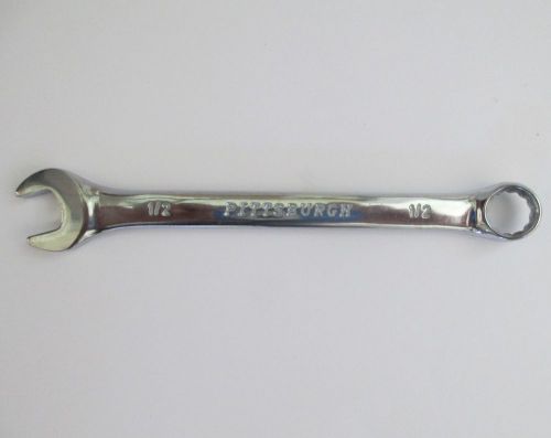 FULLY POLISHED 1/2&#034; COMBINATION BOX / OPEN WRENCH; CHROME PLATED VANADIUM STEEL