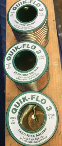 PLUMBING LEAD FREE SOLDER (3) 1 lB ROLLS NEW FOR COPPER FITTINGS-QUICK FLO 3