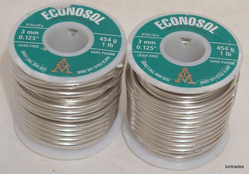 2pc Lot Econosol Lead Free Wire Solder Plumbing Supplies 975Sn 3Cu 1lb Spool 3mm