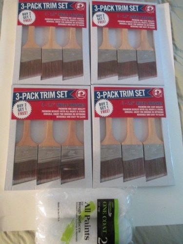 12 Paint Brushes + 2 Rollers   All New