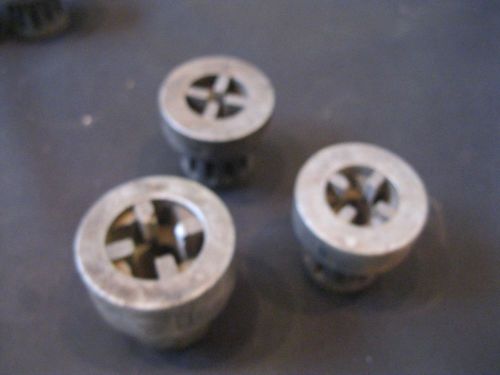 Lot of 3 toledo 1/8, 3/8 &amp; 1/2 pipe threading die heads (aa15) for sale
