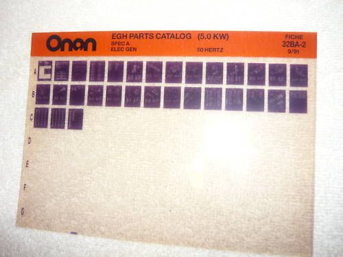Onan egh spec a 5.0 kw genset parts manual microfiche for sale