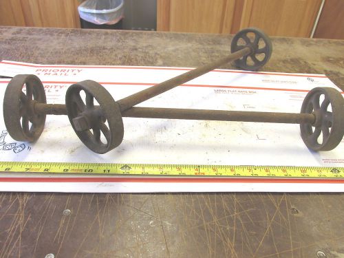 4 OLD ANTIQUE CAST IRON WHEEL MAYTAG GAS ENGINE SHOP CART &amp; AXLES