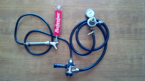 Budweiser faucet &amp; shank with banner keg tap and a tap rite regulator for sale