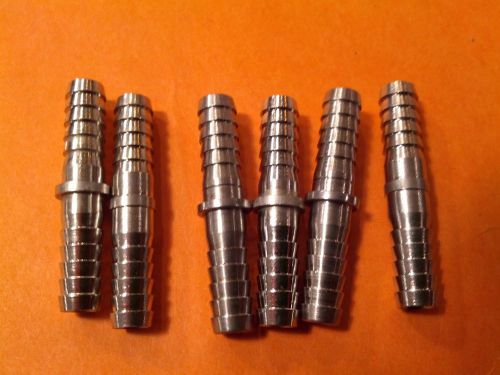 Stainless Splicer 1/4&#034;x1/4&#034; Barb--Lot of 6--