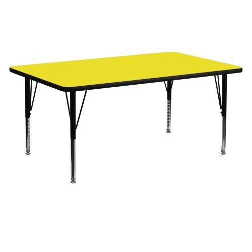 Flash furniture xu-a2460-rec-yel-h-p-gg 24&#034; x 60&#034; rectangular activity table, hi for sale