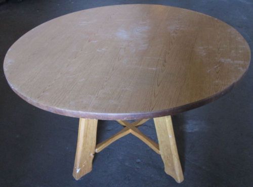 FABULOUS 4&#039; ROUND TABLE TABLES 48&#034; OAK BASES -  CAFE RESTAURANT   -  (up to 36)