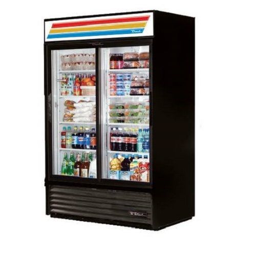 True GDM-45  2 Sliding Glass Door Merchandiser Refrigerator Black | 45 Cu
