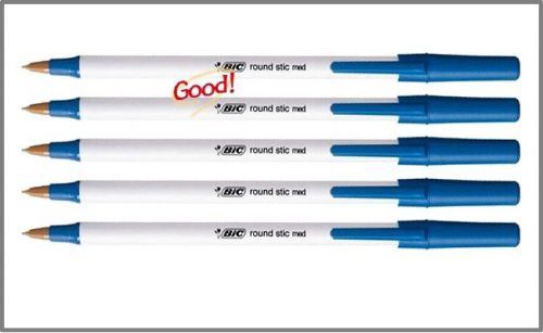 BIC® Round Stic® Ballpoint Pens, 1.0 mm, Medium Point,