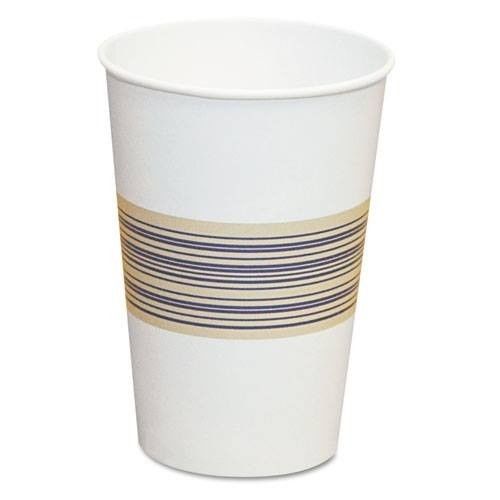 12 oz ounce sleeve of 50 pack poly-lined boardwalk paper hot cups blue/tan for sale