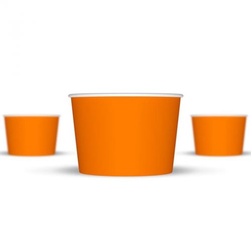 8 oz Orange Paper Ice Cream Cups - 1,000 / Case