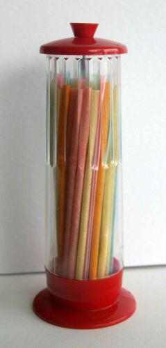 Vintage Plastic Straw Dispenser - includes straws, happy colors