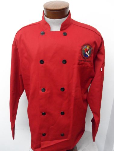 NEW! WHOLE FOODS NEW ORLEANS CHEF COOK APRON sz L mens double breasted red^1825