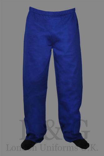 Royal blue  Chef trousers 100% cotton Sides pock+back pock+elst.waist pull cord